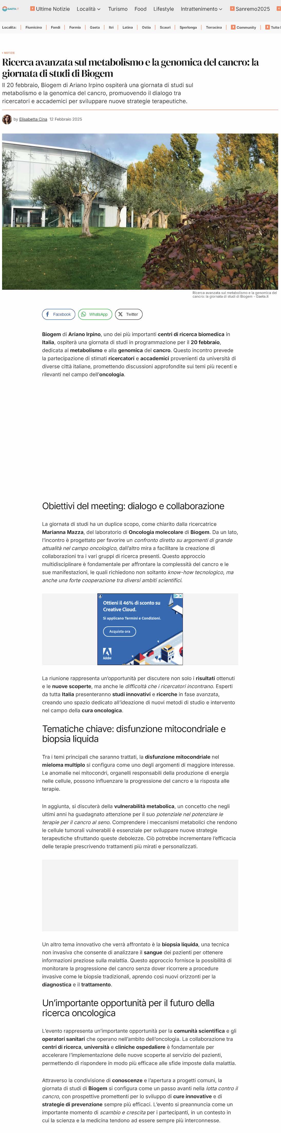 Ricerca avanzata sul metabolismo e la genomica del cancro: la giornata di studi di Biogem